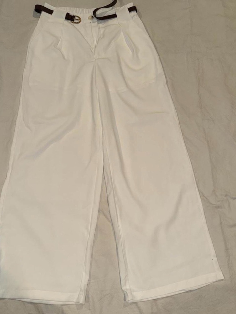 Wide-Leg High-Rise Women's Pants in White